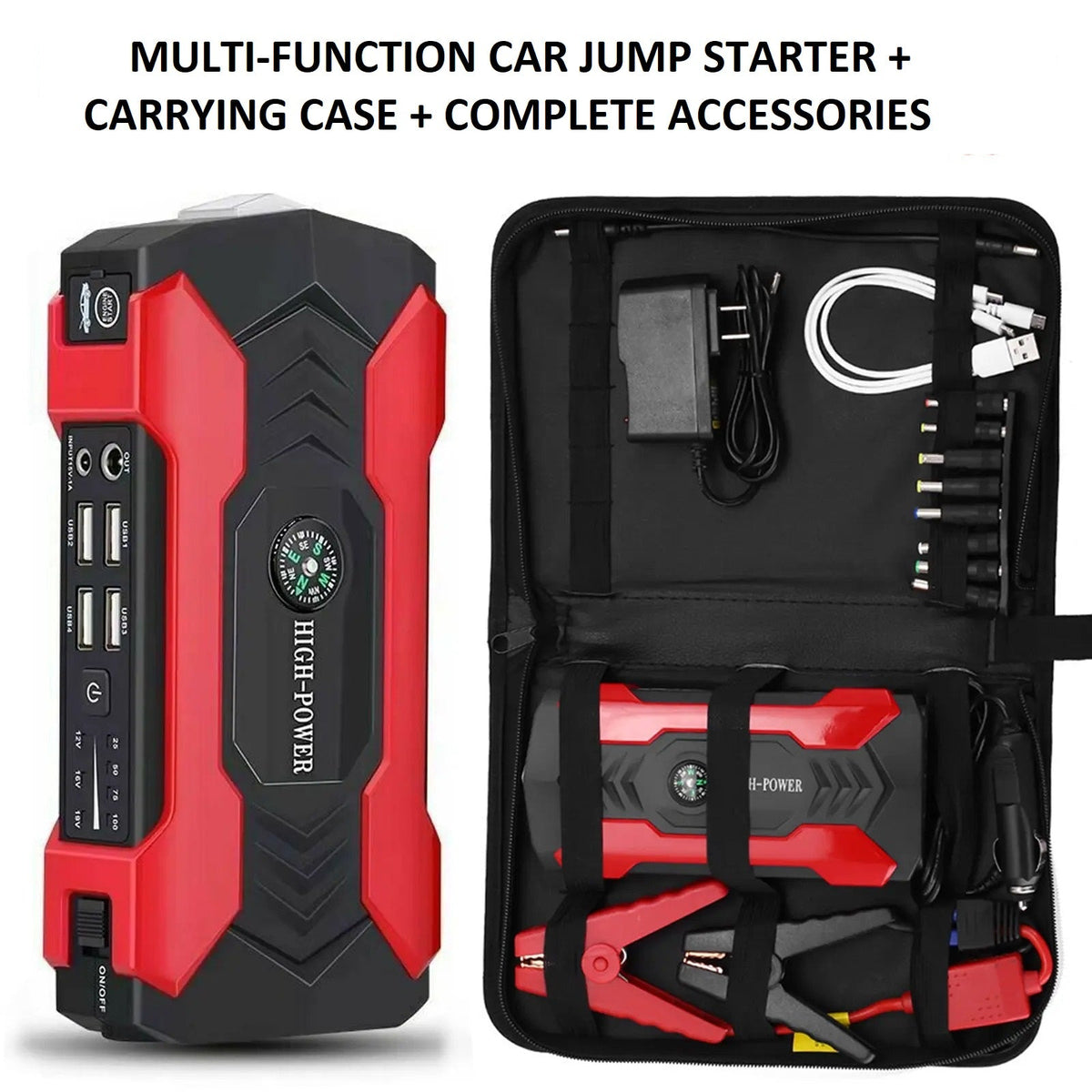 Tragbarer Auto-Starthilfe-Booster mit Powerbank & Notfalltaschenlampe