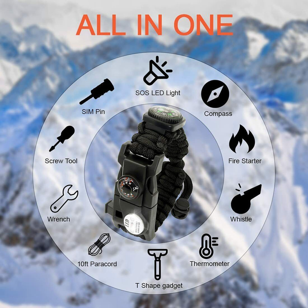20-in-1 Überlebens-Paracord-Armband – verstellbares Ausrüstungsset