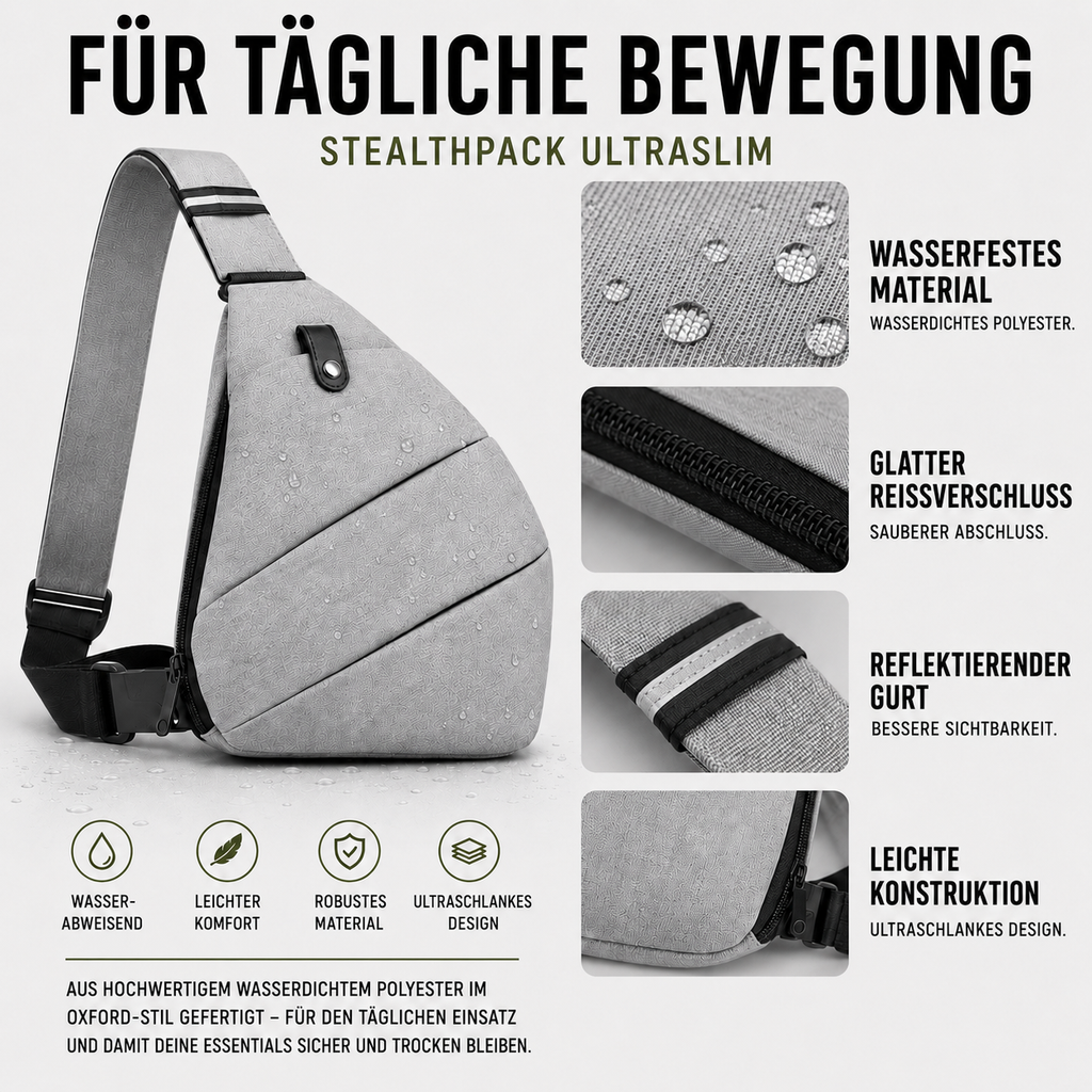Antidiebstahl Crossbody Tasche Herren – StealthPack UltraSlim