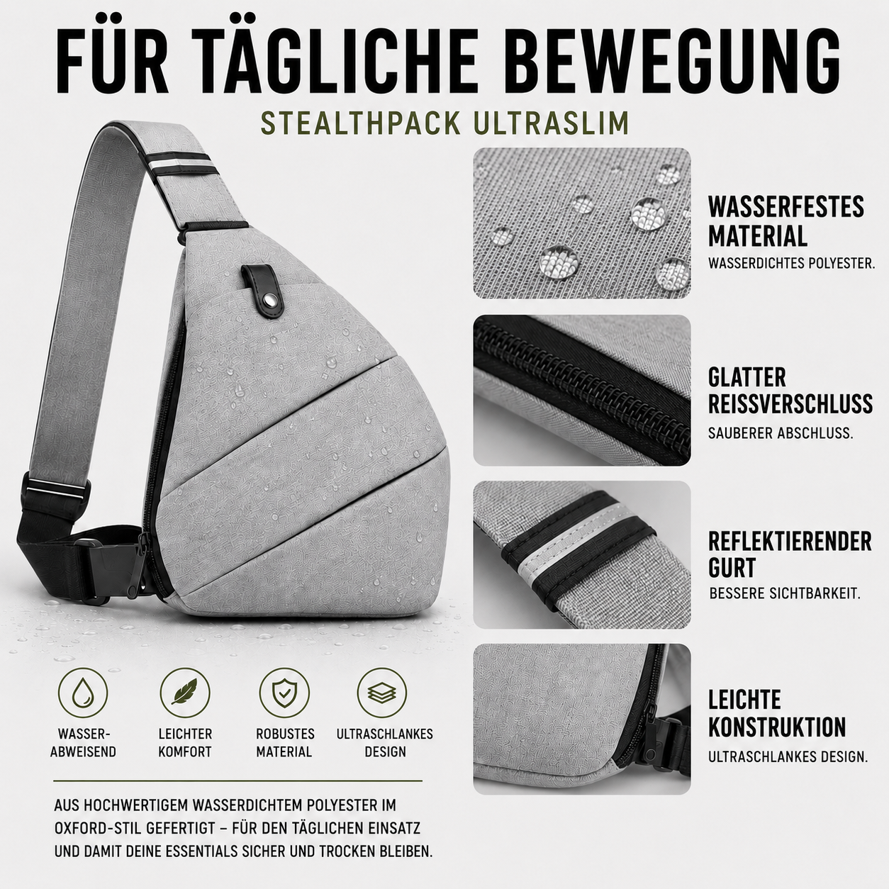 Antidiebstahl Crossbody Tasche Herren – StealthPack UltraSlim