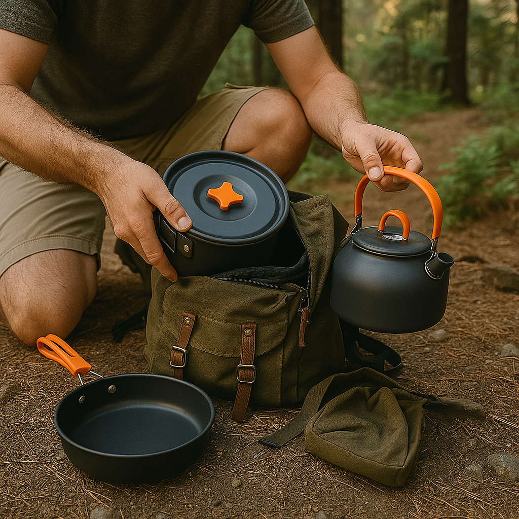 Kochgeschirr Set mit Kessel für Camping & Trekking – KocherSet Plus