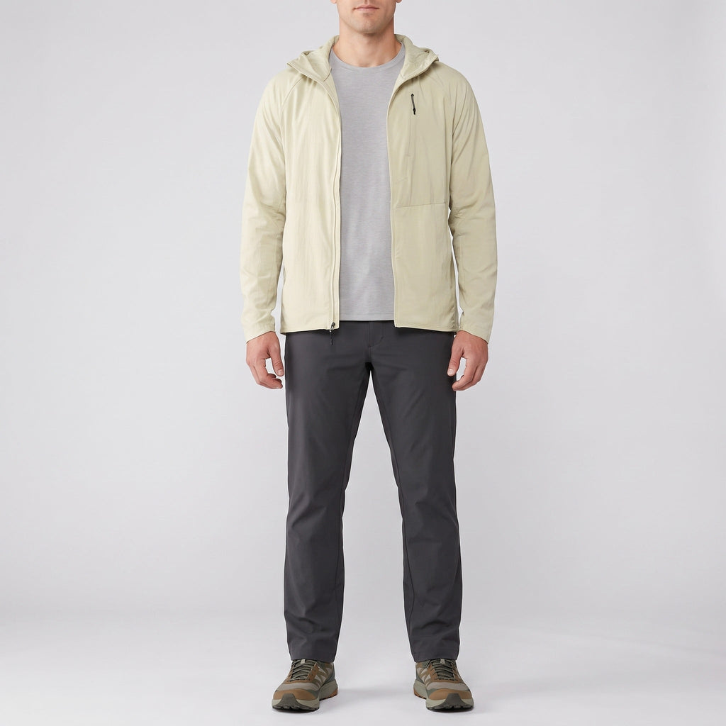 Herren Windbreaker leicht und faltbar – Jacke mit Kapuze, UPF 50+