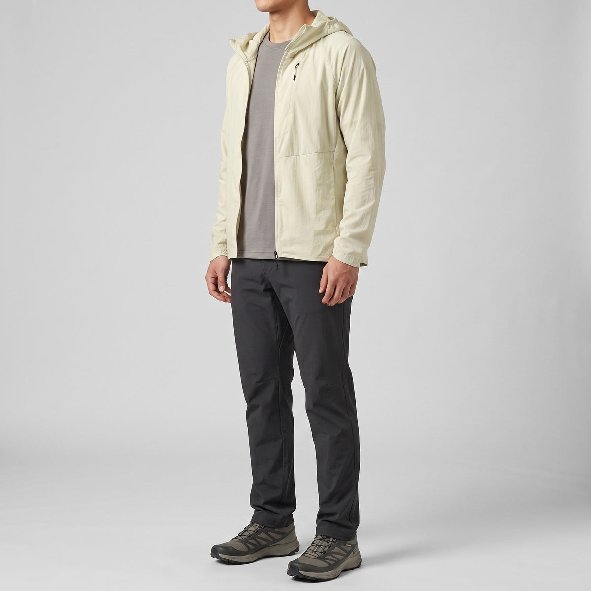 Herren Windbreaker leicht und faltbar – Jacke mit Kapuze, UPF 50+