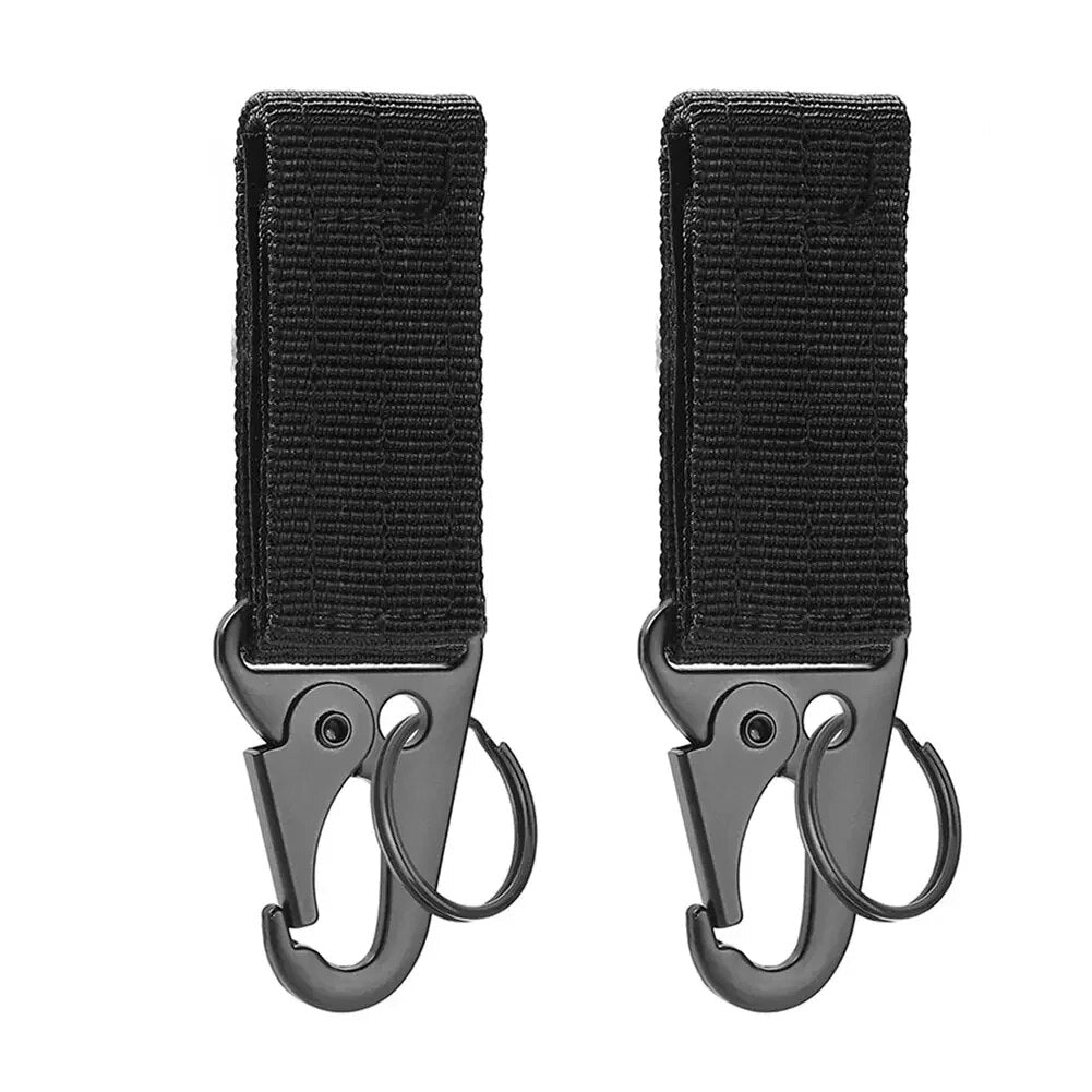 2 Stück Tactical-Ausrüstungsclip – Nylon-Schlüsselring-Halter & MOLLE-Haken-Karabiner