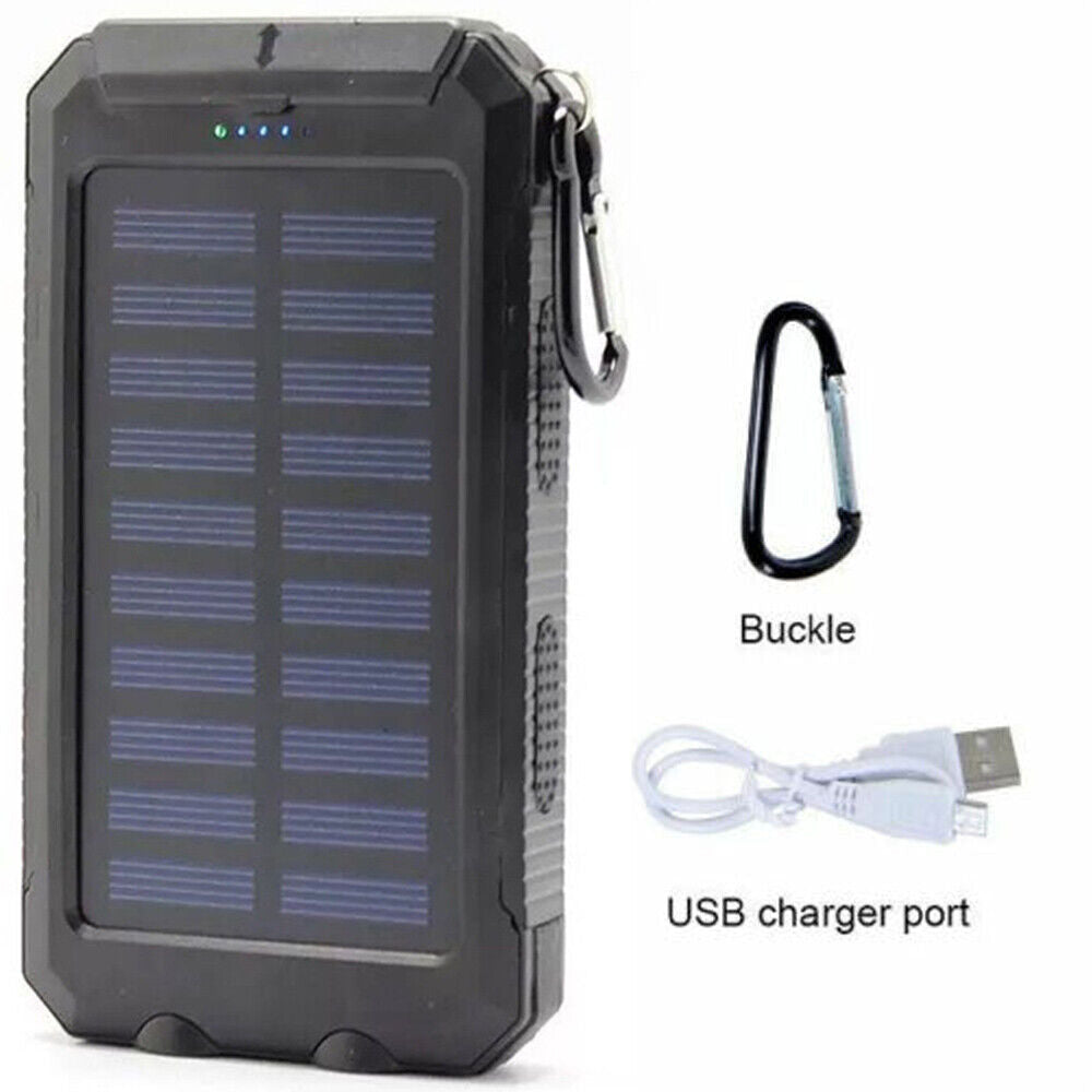 10.000mAh Solar-USB Doppel-Ladegerät – wasserdicht, stoßfest, mit LED-Licht