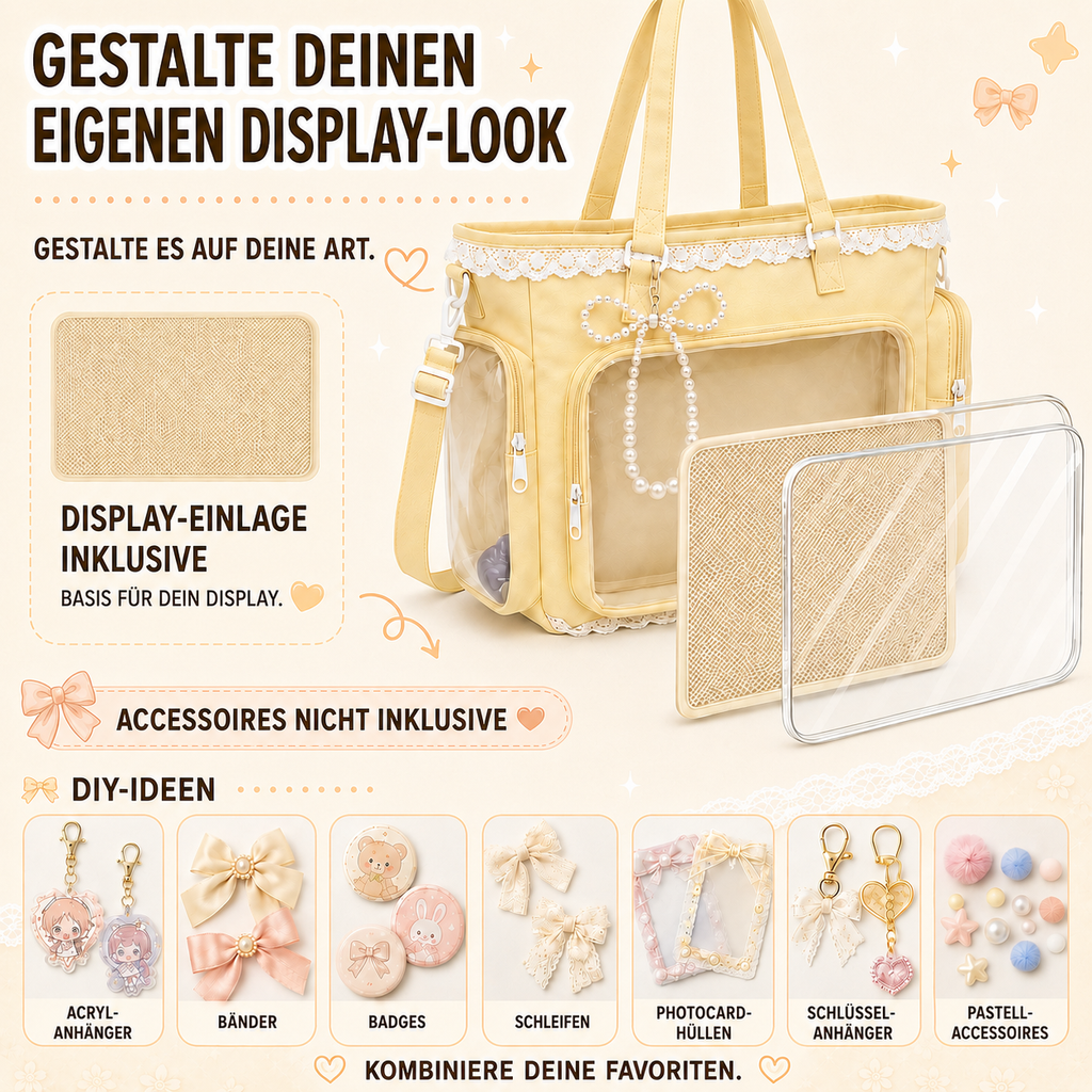 Itavelle Japanischer Itabag Mit Transparentem Display-Fenster