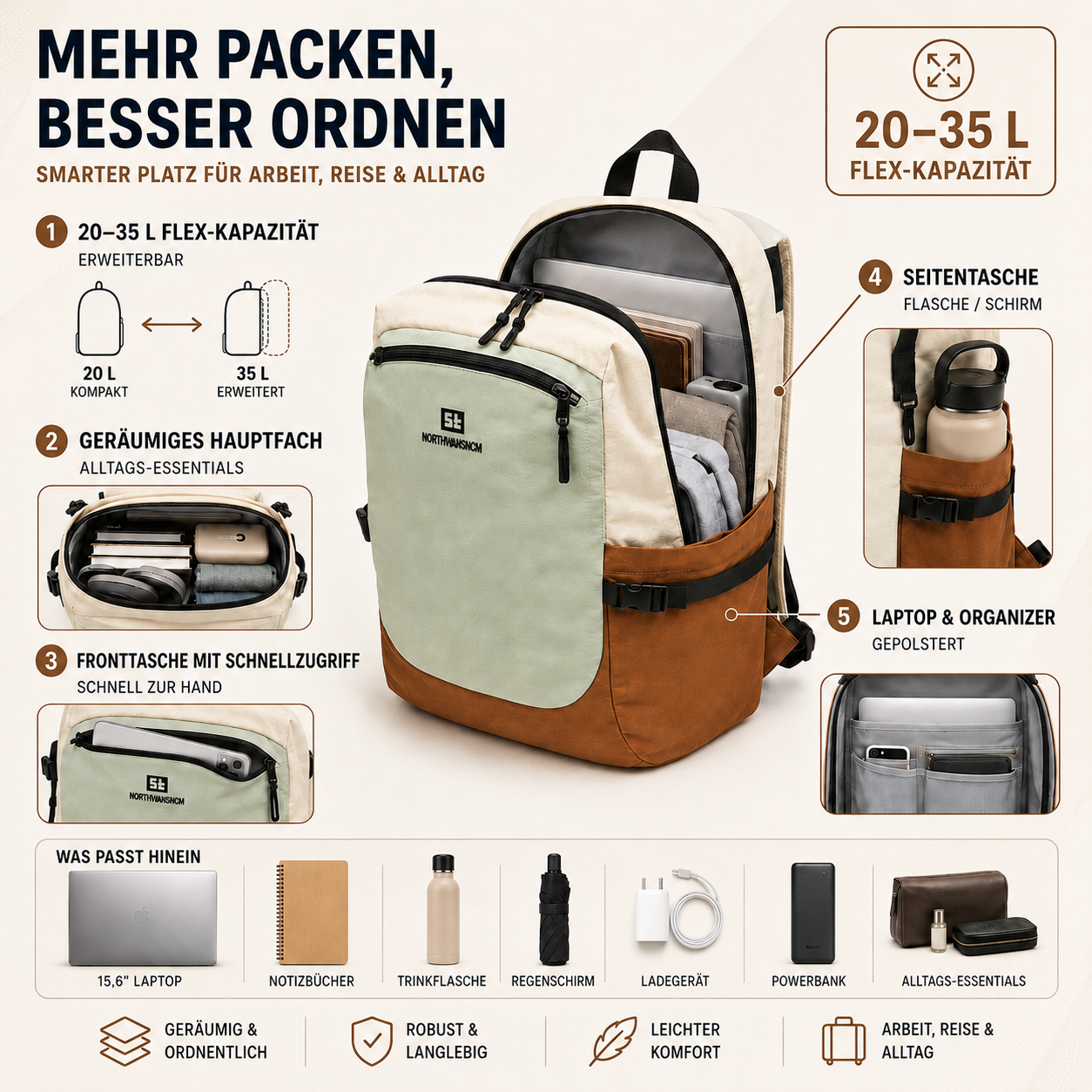 Leichter Nylon-Tagesrucksack