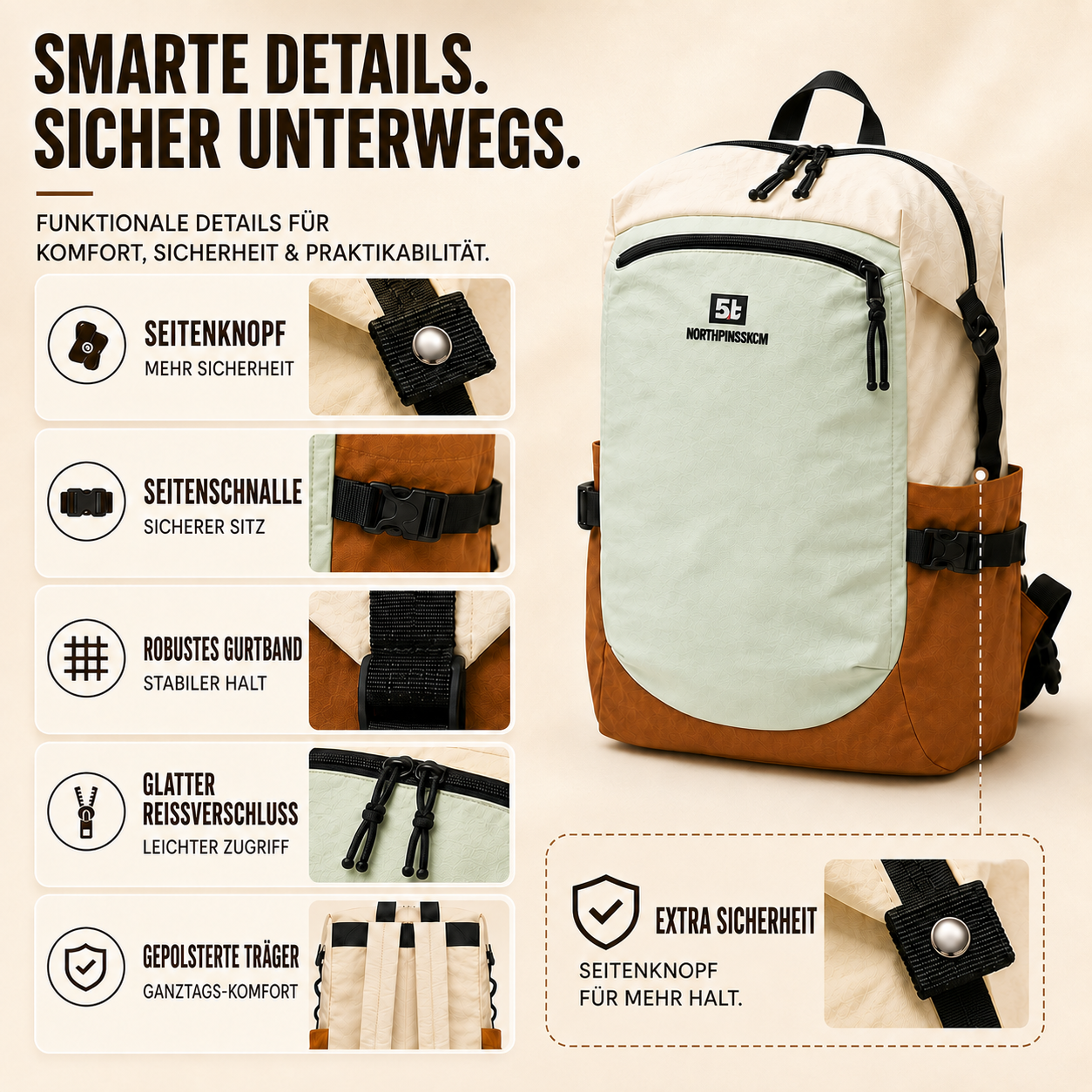 Leichter Nylon-Tagesrucksack