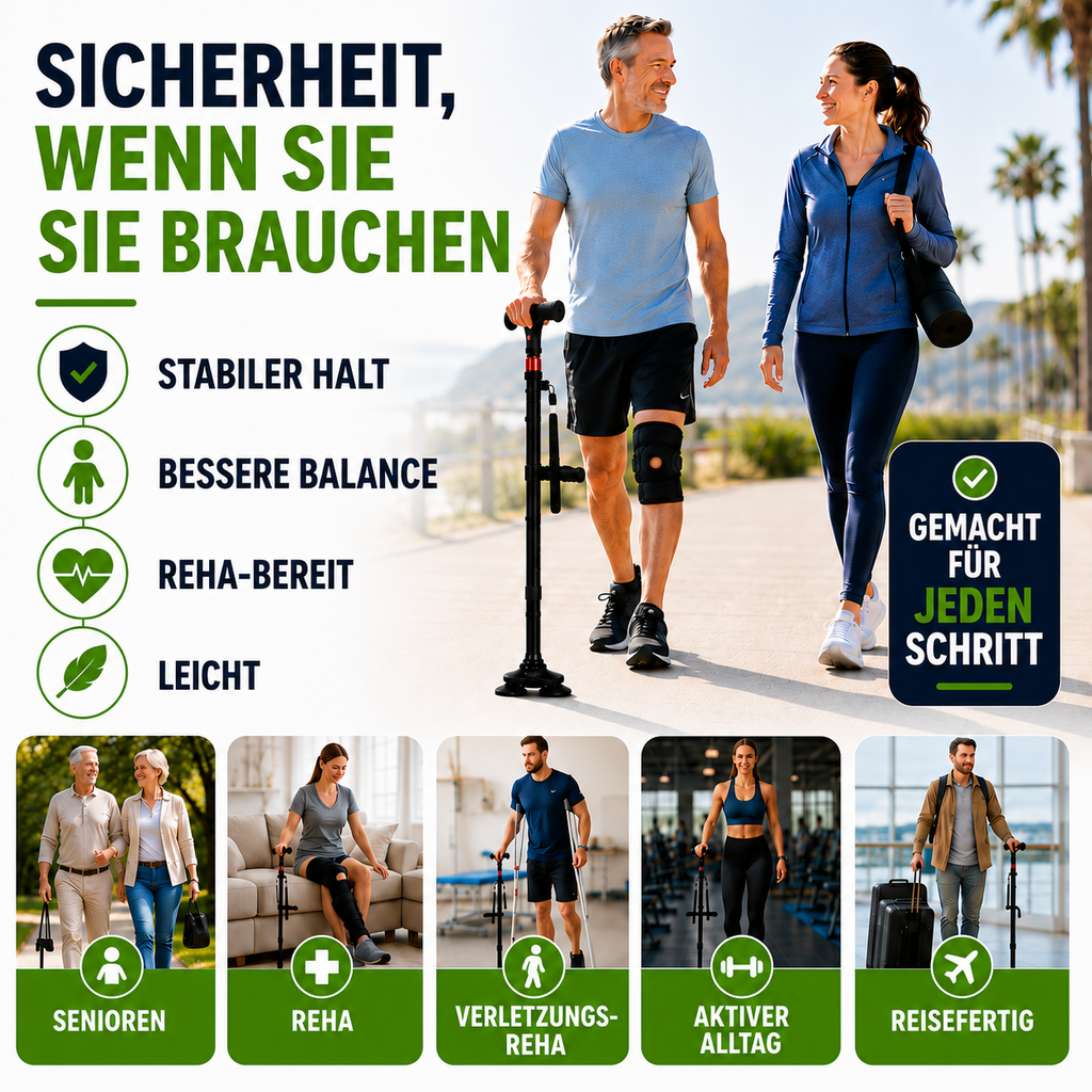 Nordspur | StabiliTrek Faltbarer Aluminium-Vierpunktstock