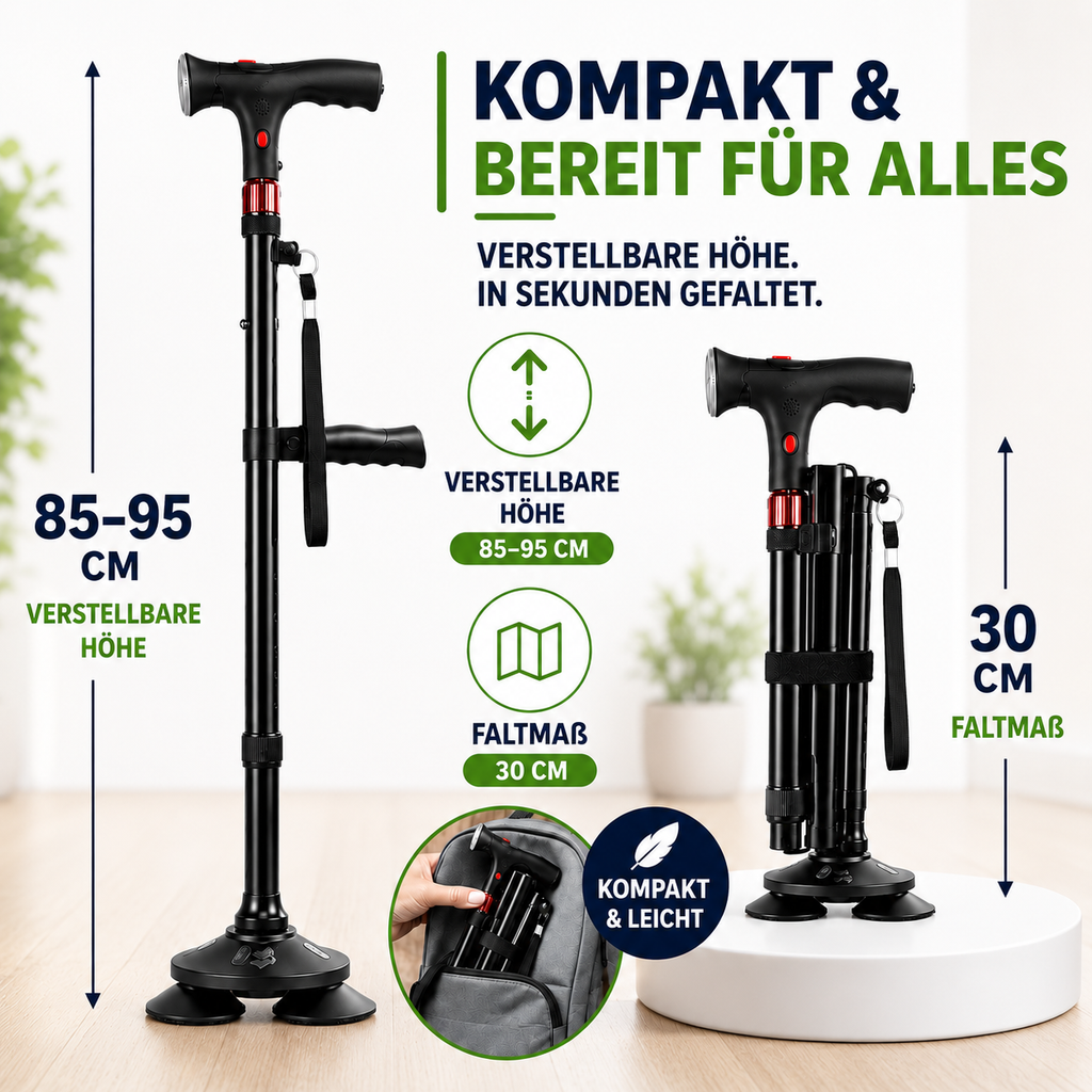 Nordspur | StabiliTrek Faltbarer Aluminium-Vierpunktstock