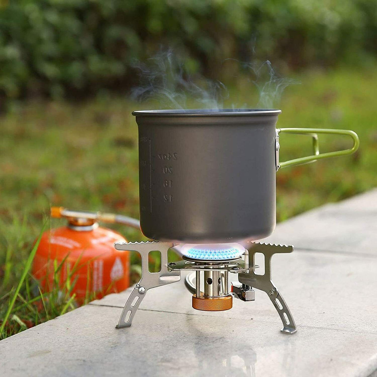 3700W Ultraleichter tragbarer Gaskocher mit Piezo-Zündung + Brenner und Etui