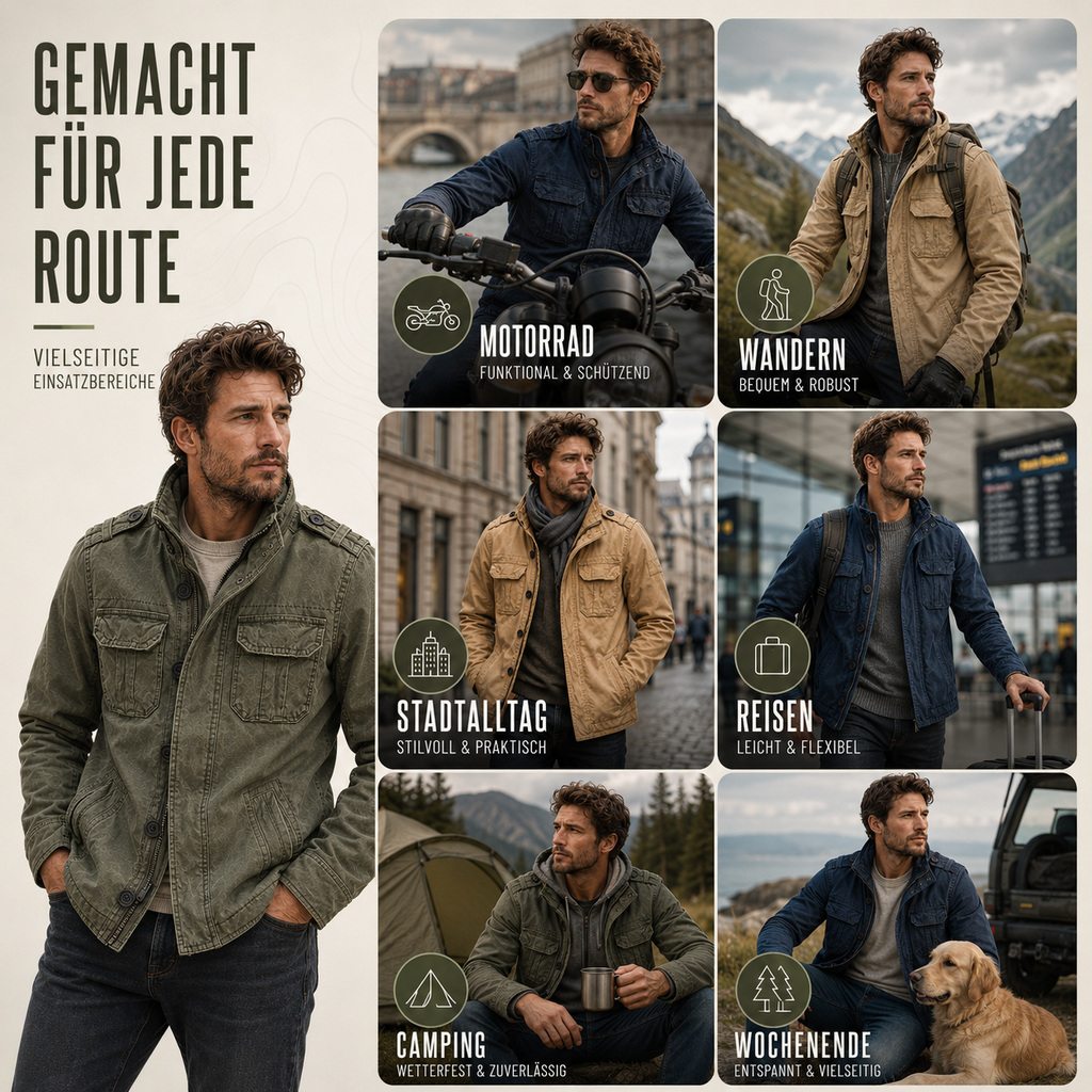 Cargo Jeansjacke mit Mehrfach-Taschen & Robustem Design – UrbanTrail Jacket