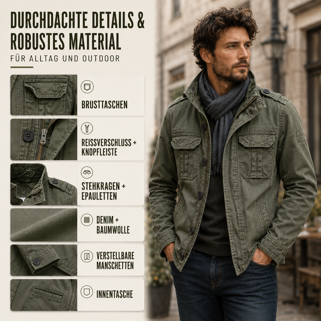 Cargo Jeansjacke mit Mehrfach-Taschen & Robustem Design – UrbanTrail Jacket