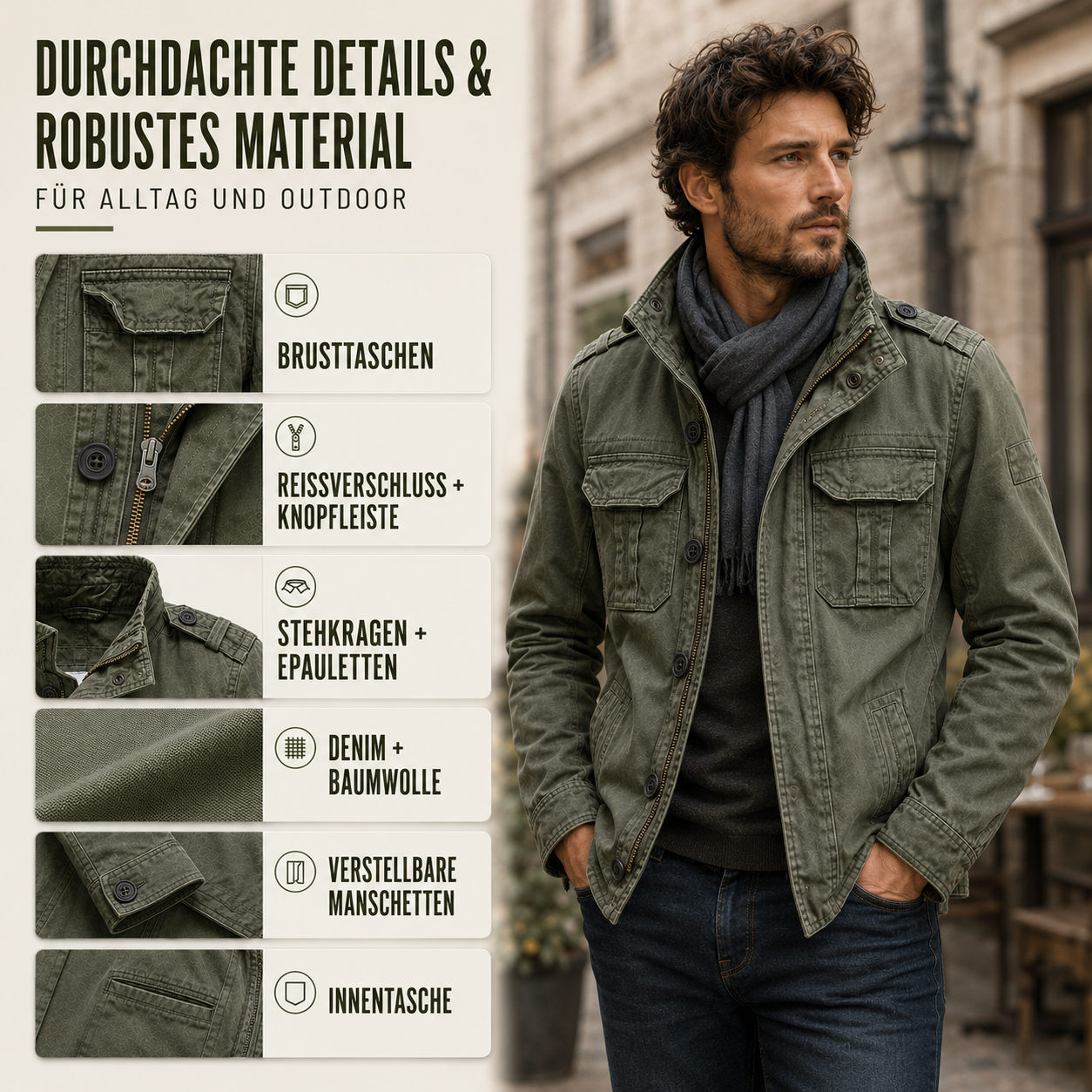 Cargo Jeansjacke mit Mehrfach-Taschen & Robustem Design – UrbanTrail Jacket