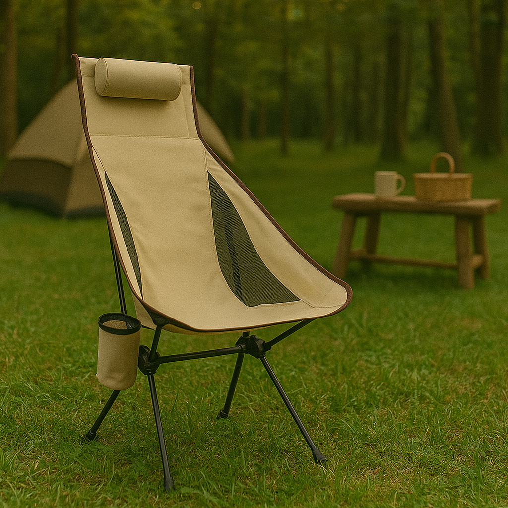 Faltstuhl mit Kopfstütze & Aluminiumrahmen – CampNest Chair