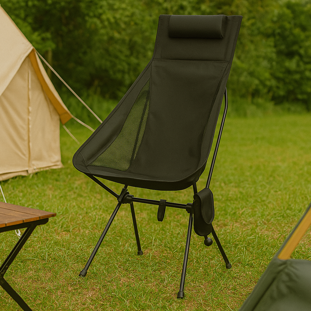 Faltstuhl mit Kopfstütze & Aluminiumrahmen – CampNest Chair