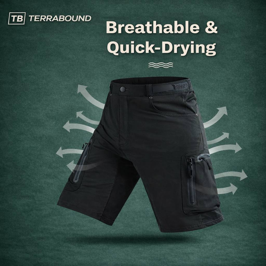 Herren MTB-Cargo-Shorts – robuste Radshorts mit Reißverschlusstaschen
