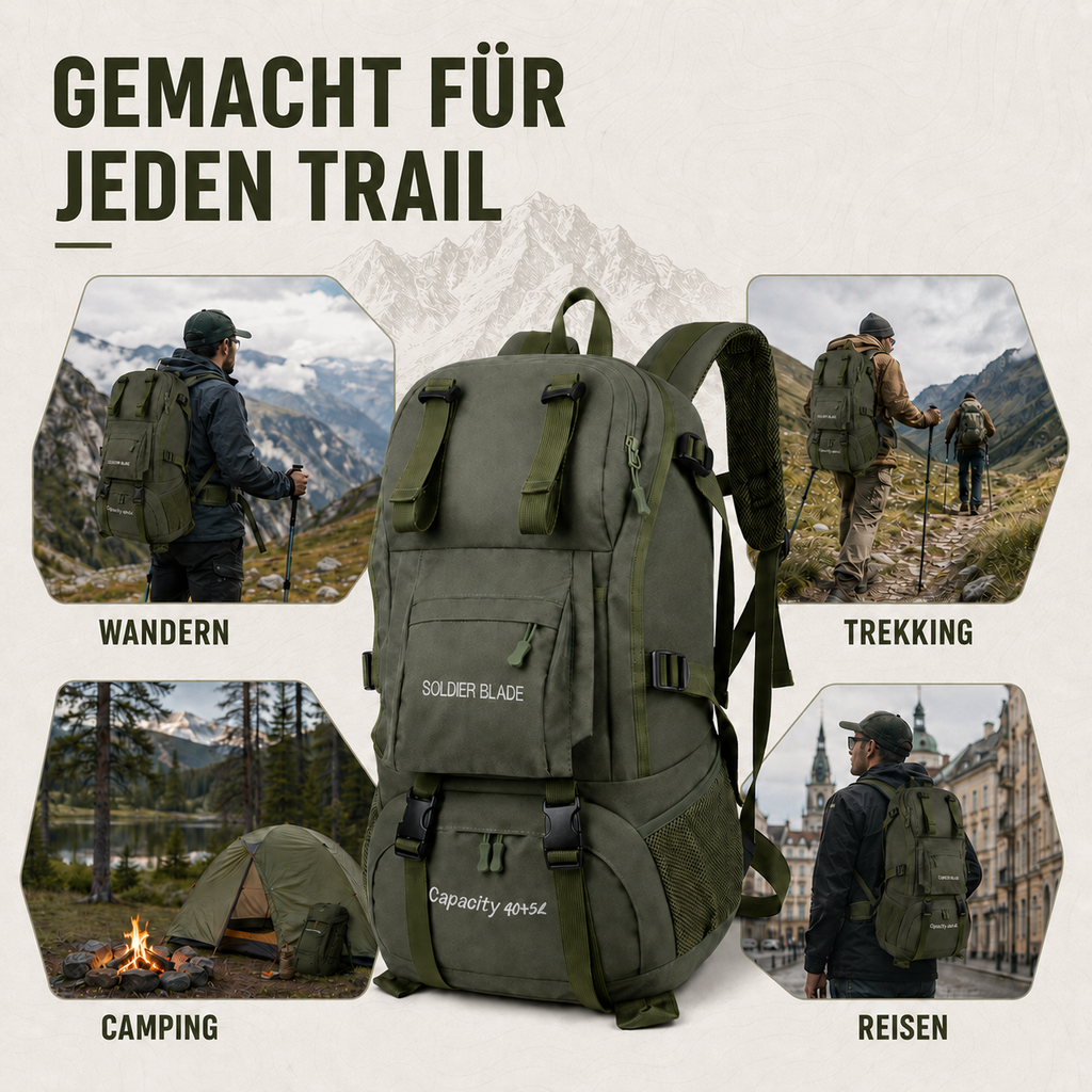 Wanderrucksack 45L Wasserabweisend – BergSturm Pro