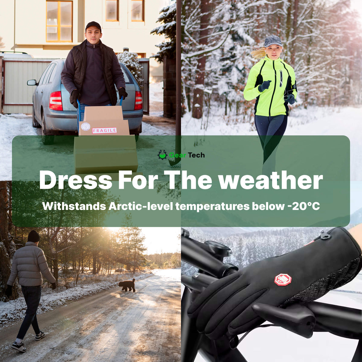Thermohandschuhe – winddicht mit Touchscreen-Fingerspitzen