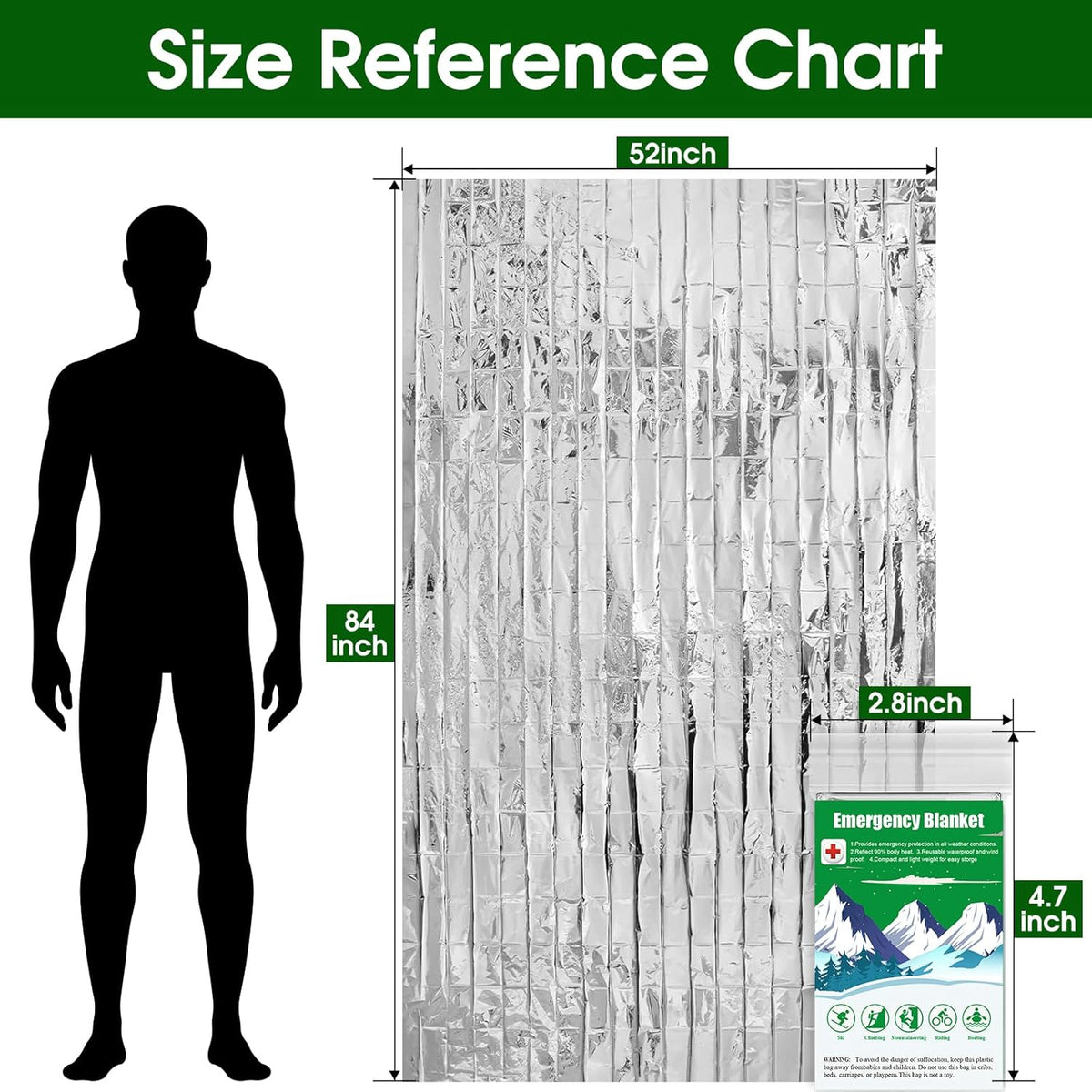 Notfall-Rettungsdecke – isolierende Mylar-Decke, 210×130 cm