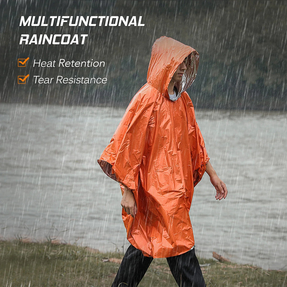 Notfall-Thermo-Regenponcho – wasserdichte Überlebensdecke