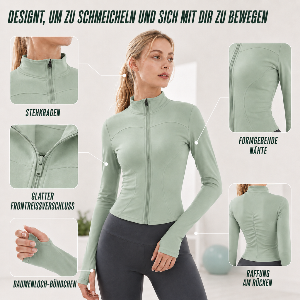 Fluxara Langarm-Trainings-Zip-Jacke figurbetont