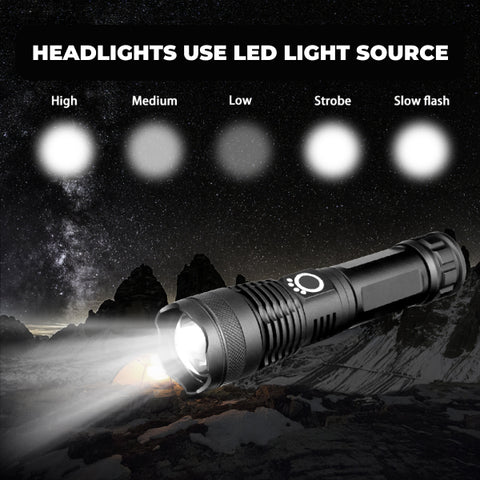 Tactical-Taschenlampe – super hell, LED mit wiederaufladbarem Akku