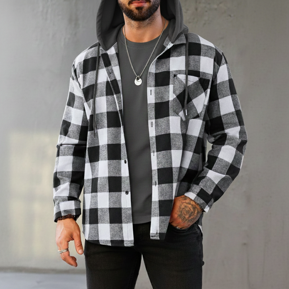 Herren Relaxed Hooded Shirt-Jacke