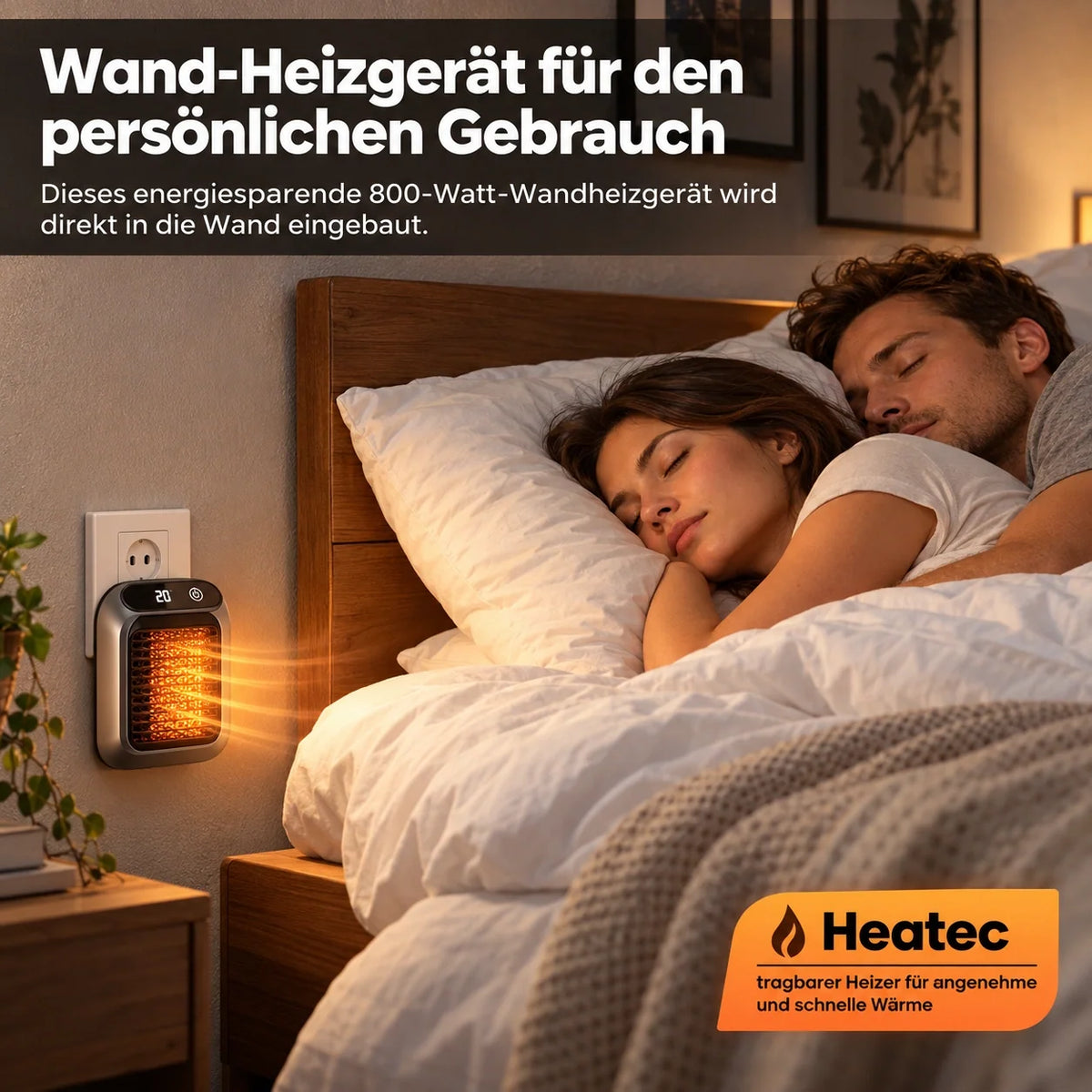 HEATEC -  energiesparende tragbare Komfortheizung mit hoher Heizleistung & Sicherheitssystem ohne Installation | Bis 20 m²