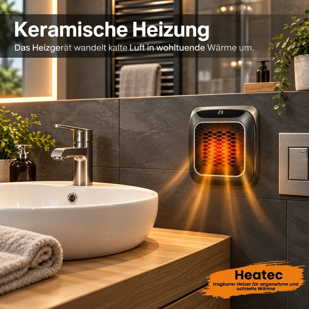 HEATEC -  energiesparende tragbare Komfortheizung mit hoher Heizleistung & Sicherheitssystem ohne Installation | Bis 20 m²