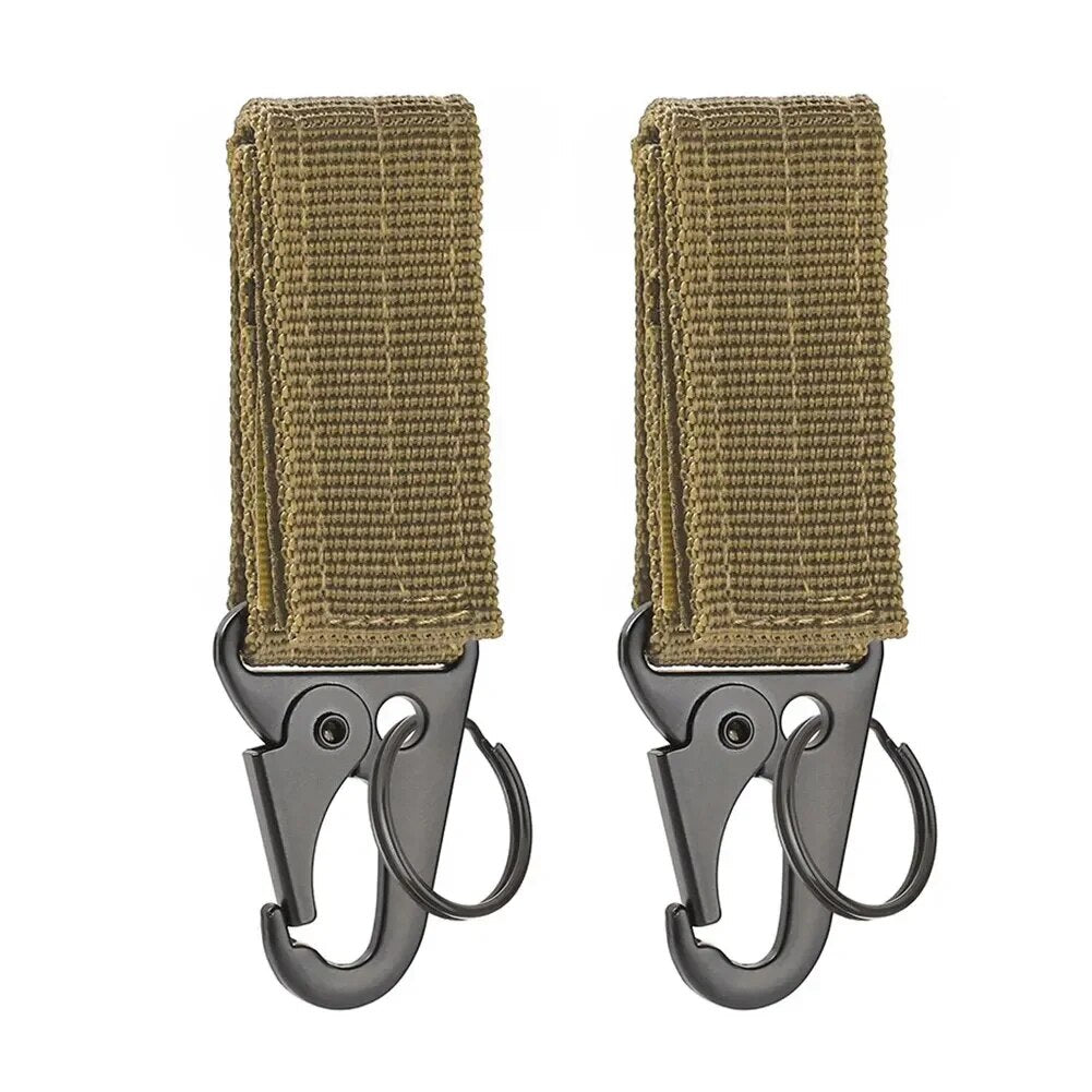 2 Stück Tactical-Ausrüstungsclip – Nylon-Schlüsselring-Halter & MOLLE-Haken-Karabiner