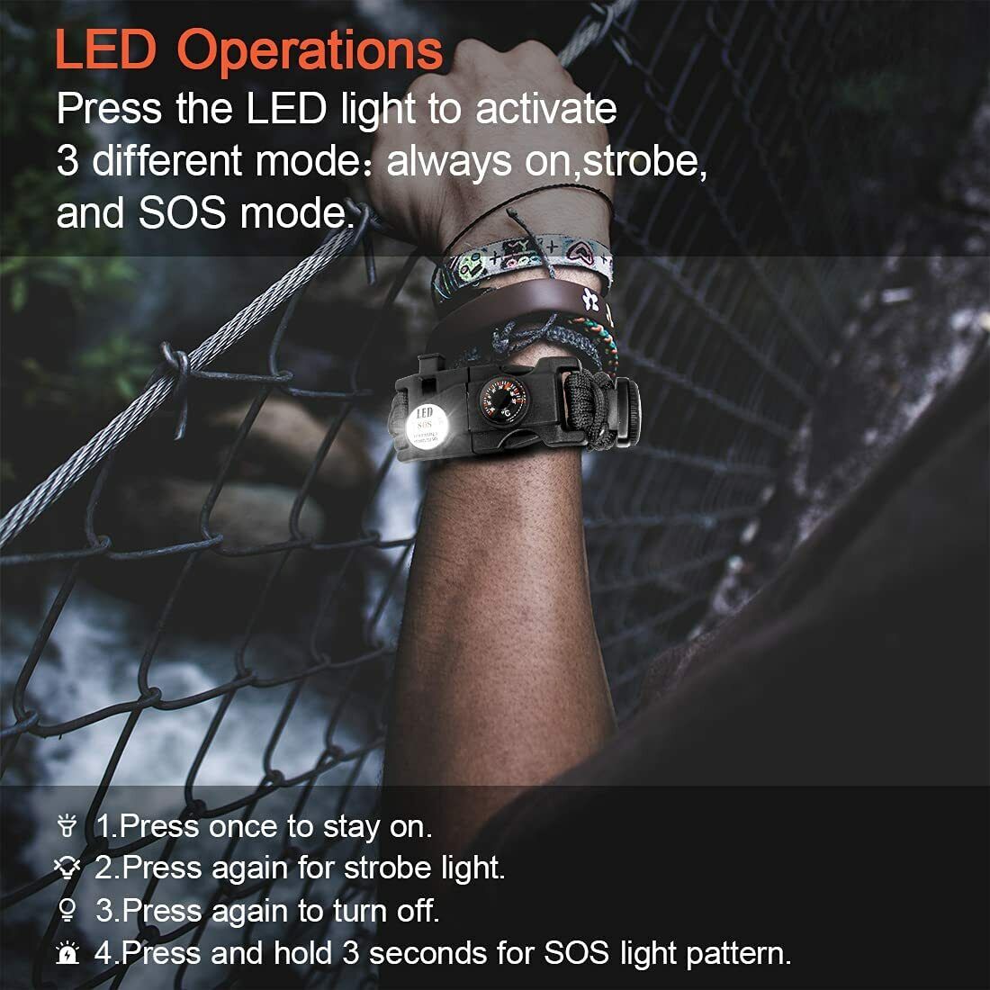 20-in-1 Überlebens-Paracord-Armband – verstellbares Ausrüstungsset