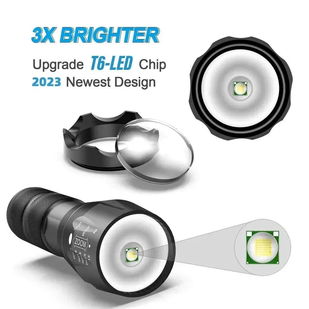 LED-Taschenlampe 2er-Set – hohe Lumenzahl, 5 Modi, zoombar, wasserdicht