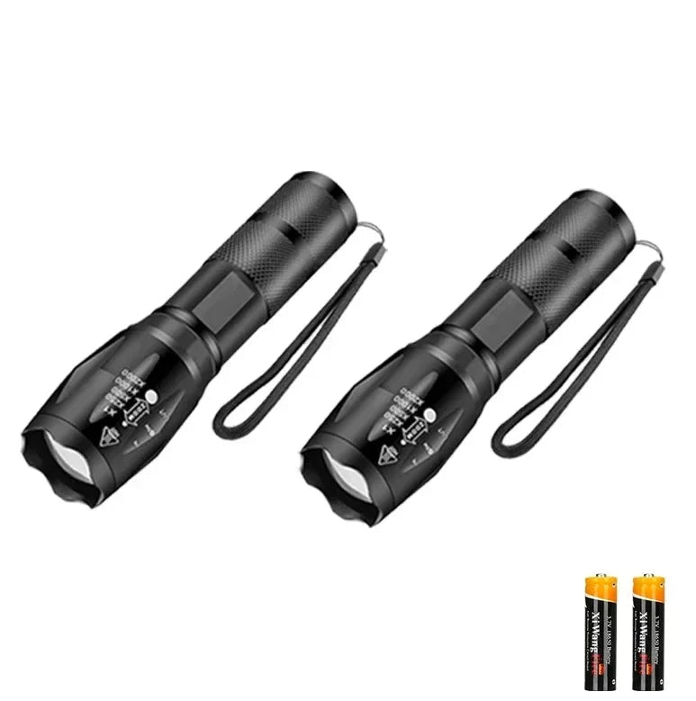 LED-Taschenlampe 2er-Set – hohe Lumenzahl, 5 Modi, zoombar, wasserdicht