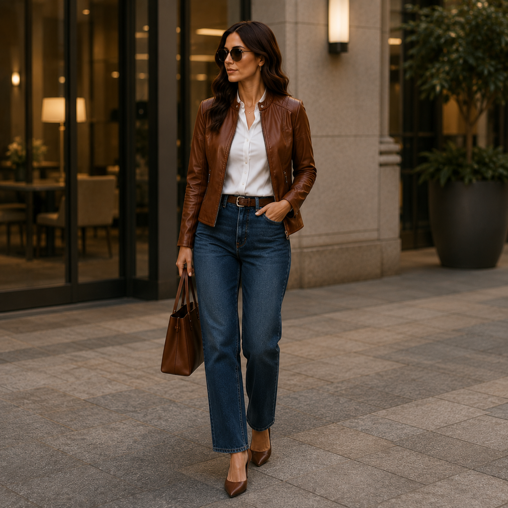 Kunstlederjacke Damen – Figurbetonte Jacke mit Stehkragen & Reißverschluss | Eleganza Jacket