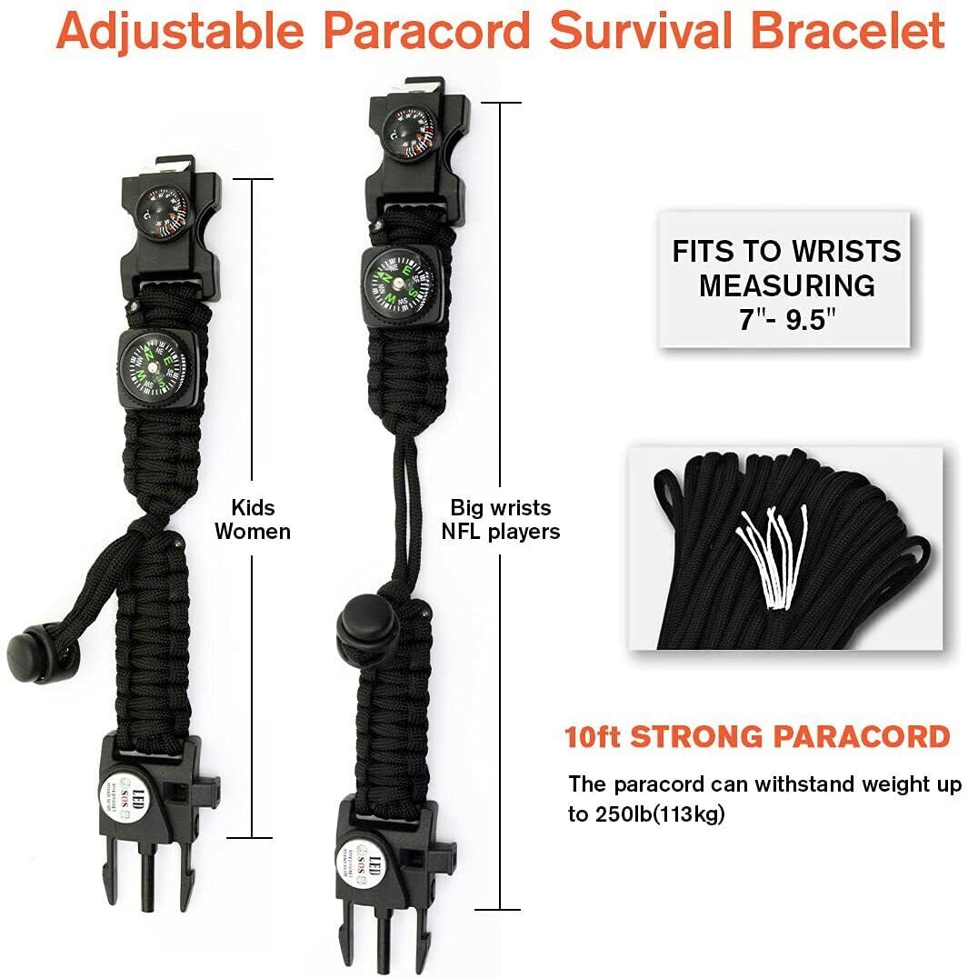 20-in-1 Überlebens-Paracord-Armband – verstellbares Ausrüstungsset