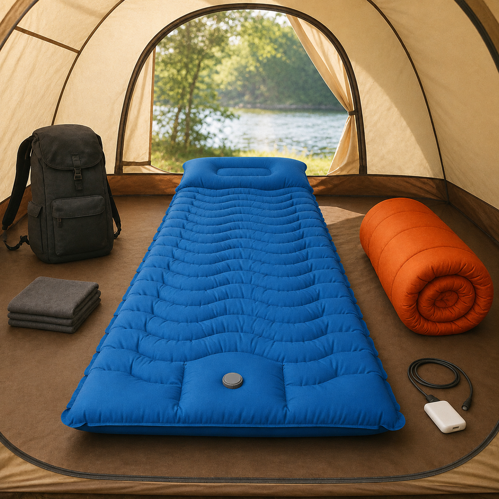 Luftmatratze mit integriertem Kissen & Pumpe – HikeRest DeepSleep