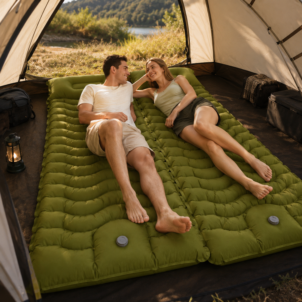 Luftmatratze mit integriertem Kissen & Pumpe – HikeRest DeepSleep