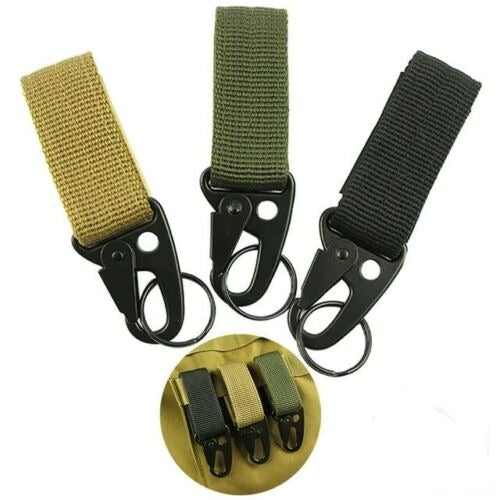 2 Stück Tactical-Ausrüstungsclip – Nylon-Schlüsselring-Halter & MOLLE-Haken-Karabiner
