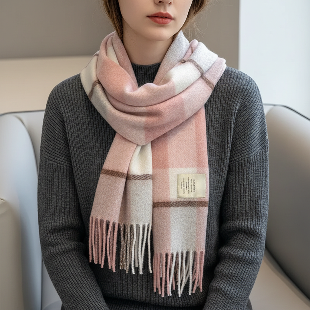 Klassischer karierter Woll-Winterschal für angenehme Wärme bei kaltem Wetter