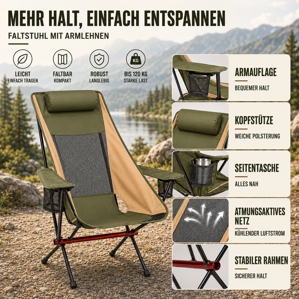 Aeroluna Ultraleichter Klappstuhl mit Hochlehne