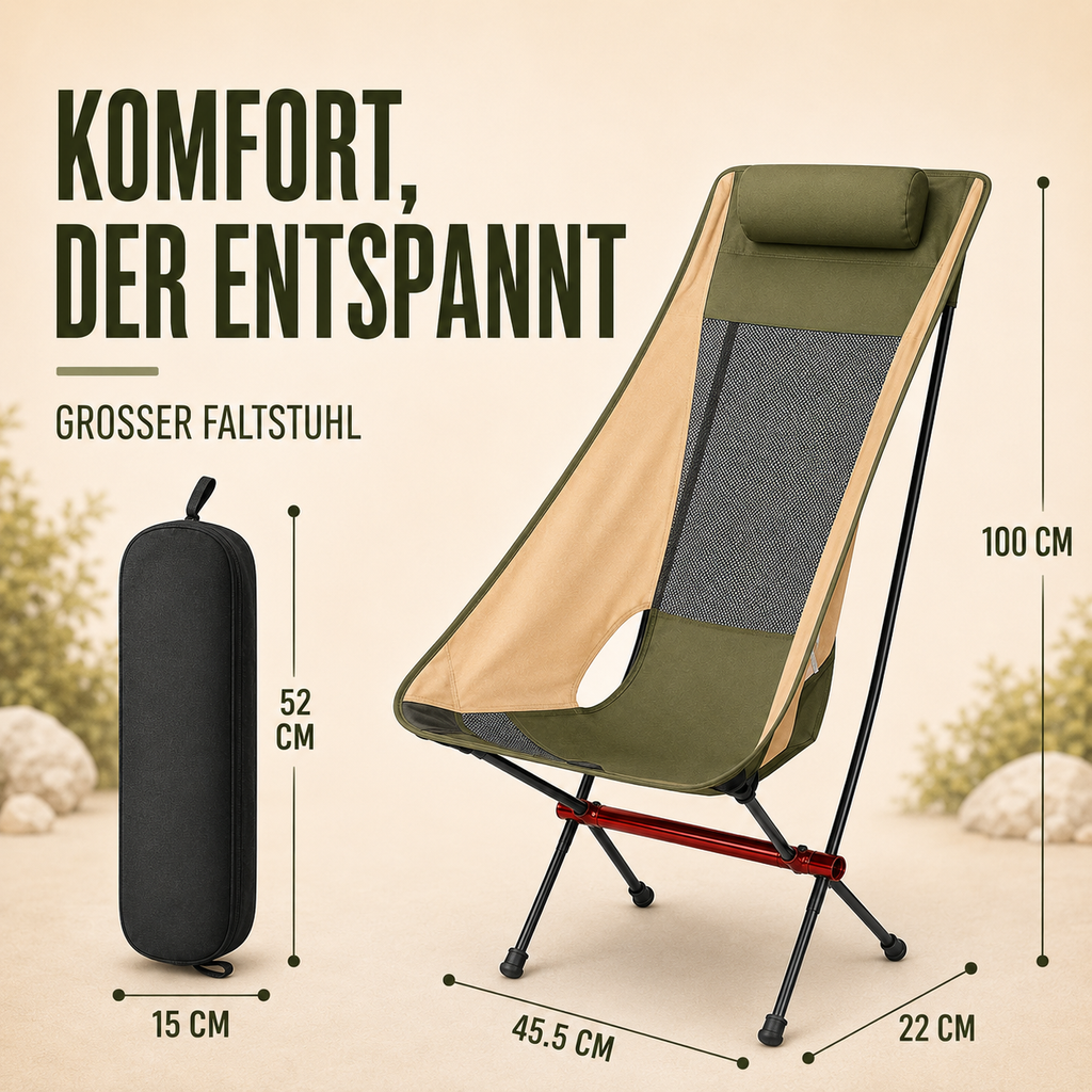 Aeroluna Ultraleichter Klappstuhl mit Hochlehne