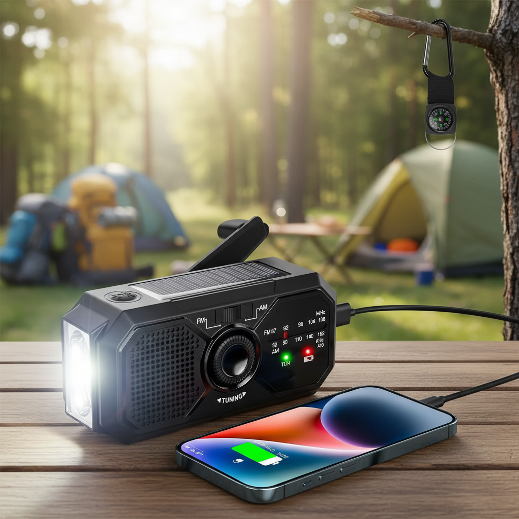 Auralight Tragbares Solar-Kurbel-Radio
