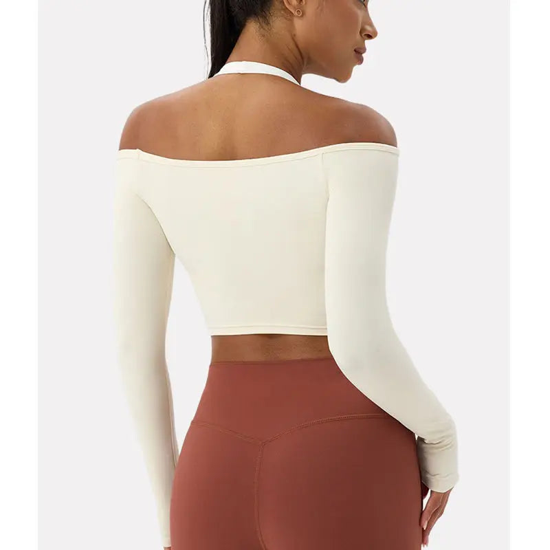 Aveline Langarm-Crop-Top mit Off-Shoulder-Design