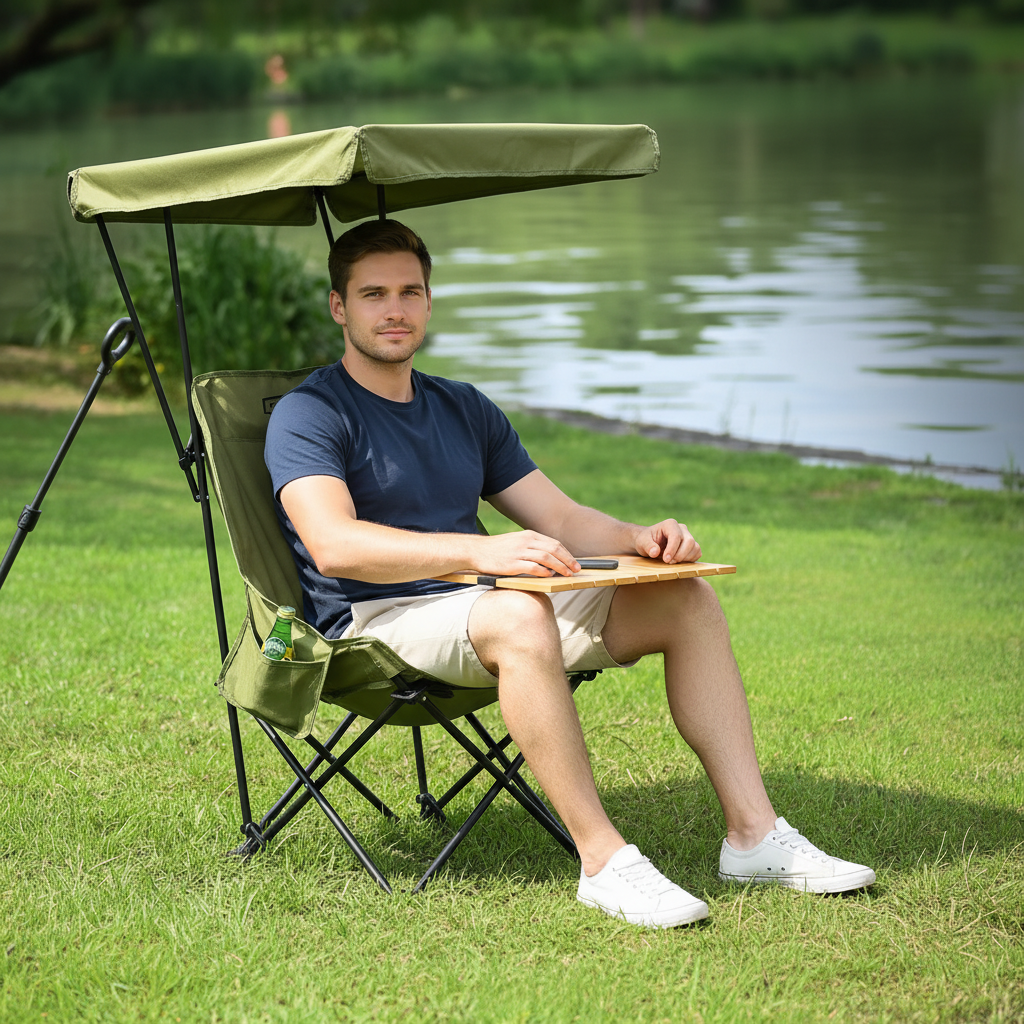 Canoplyr Übergroßer Klappsessel mit Sonnenschutz