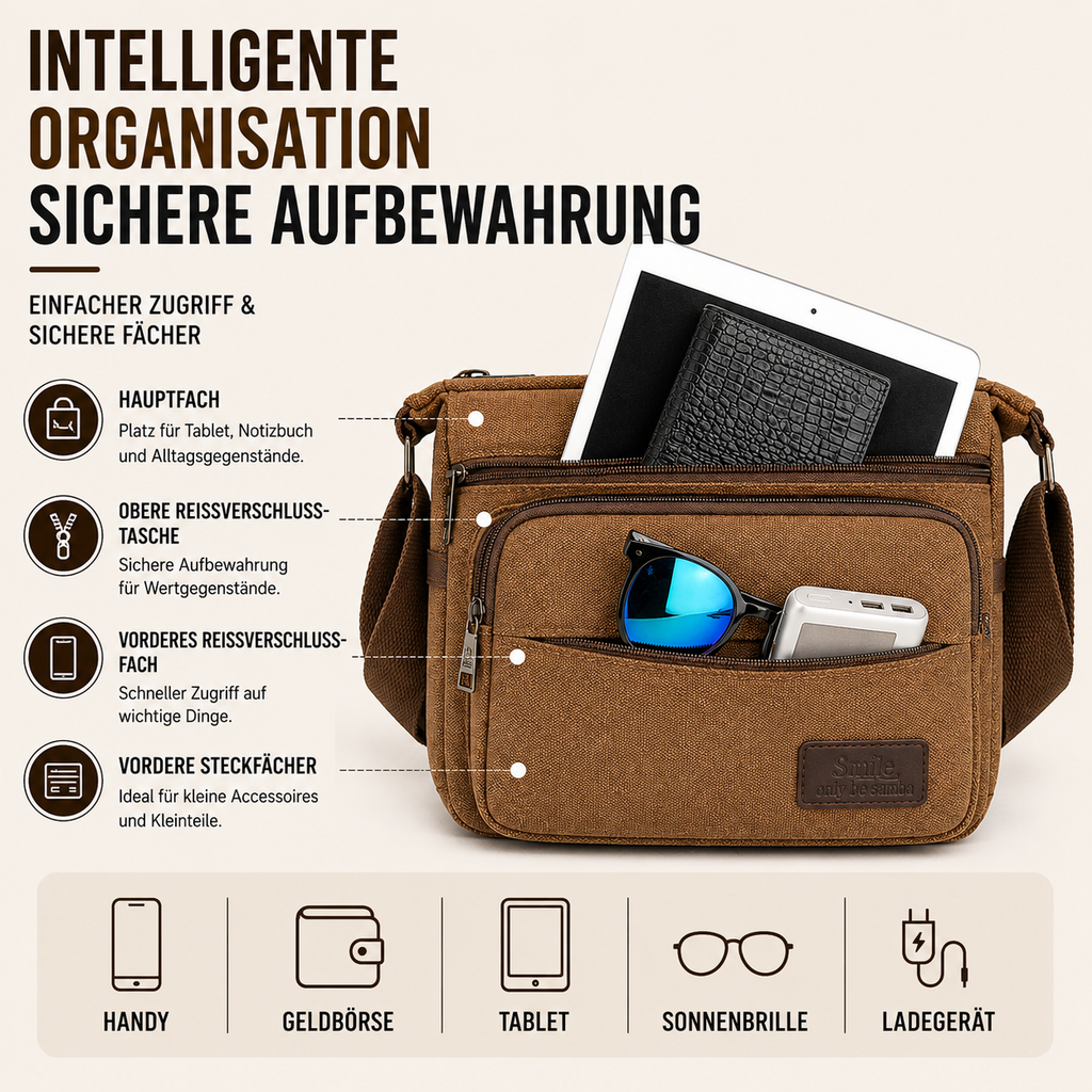 Canvas Crossbody Messenger Tasche