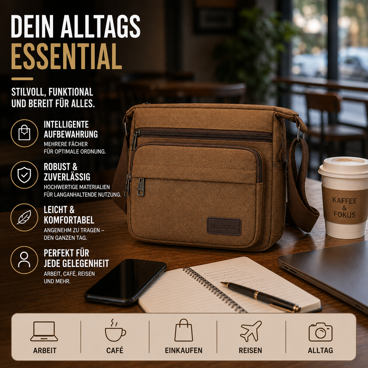 Canvas Crossbody Messenger Tasche