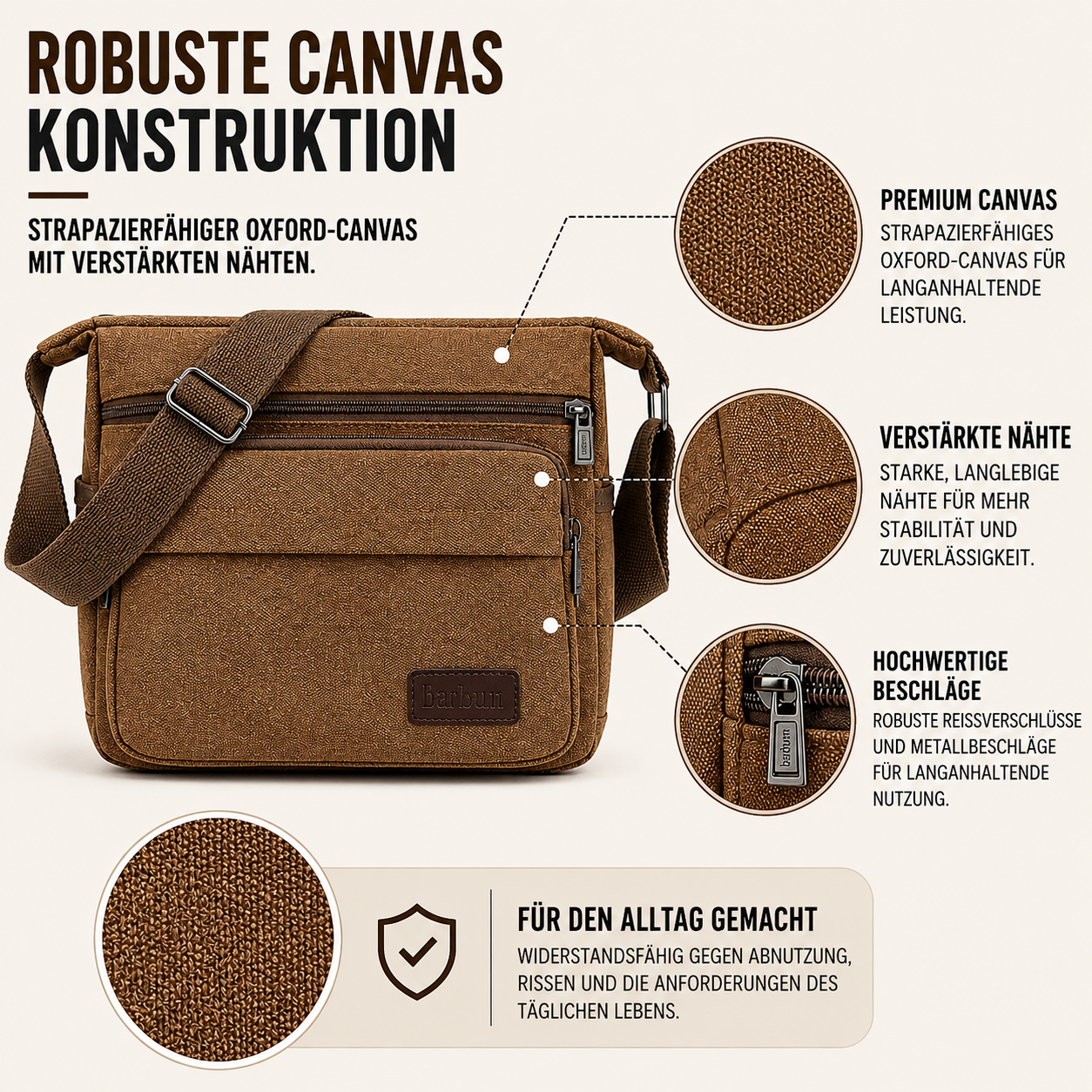 Canvas Crossbody Messenger Tasche