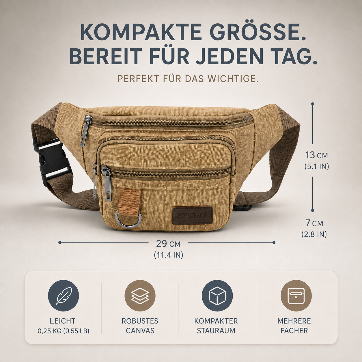 Canvasoro Dicke Canvas-Gürteltasche