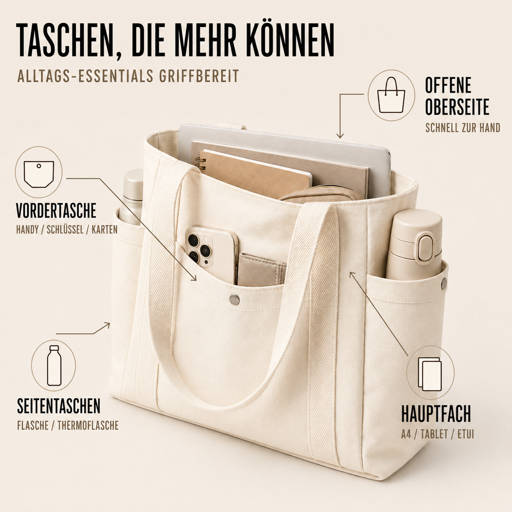 Canvorry Großvolumige Strukturierte Tragetasche